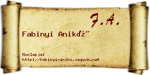Fabinyi Anikó névjegykártya