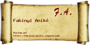 Fabinyi Anikó névjegykártya